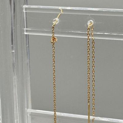 LOT 181: Trio of 14kt Gold Mexico Drop Chain Earrings (3.2gtw)