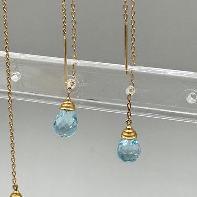 LOT 181: Trio of 14kt Gold Mexico Drop Chain Earrings (3.2gtw)