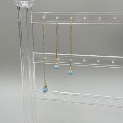 LOT 181: Trio of 14kt Gold Mexico Drop Chain Earrings (3.2gtw)