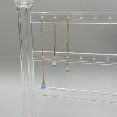 LOT 181: Trio of 14kt Gold Mexico Drop Chain Earrings (3.2gtw)