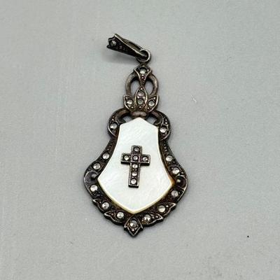 LOT 182: Vintage Sterling Silver Religious Pendants (22.8gtw) featuring Vintage Ottaviani 925 Italian Modernistic Catholic Pendant