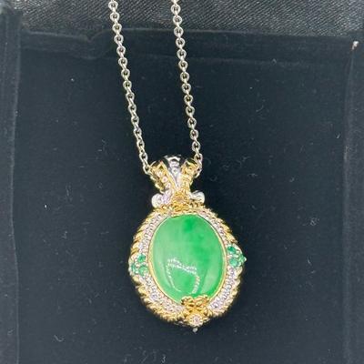 LOT 183: New-QVC- 925 Sterling Silver Gems en Vogue II Collection Necklace on 19” Chain (10.6g)