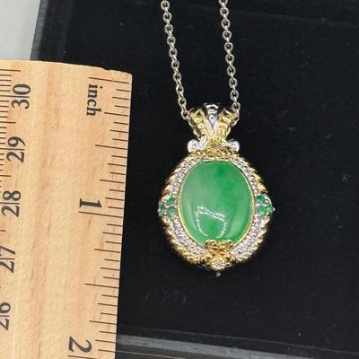 LOT 183: New-QVC- 925 Sterling Silver Gems en Vogue II Collection Necklace on 19” Chain (10.6g)