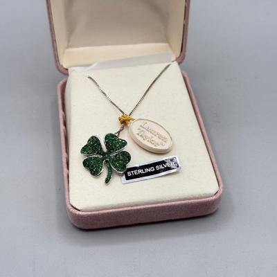 LOT 184: 925 Sterling Silver Lauren Taylor Shamrock Necklace w/ 18” Chain (5.5g)