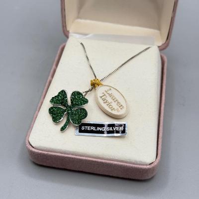 LOT 184: 925 Sterling Silver Lauren Taylor Shamrock Necklace w/ 18” Chain (5.5g)