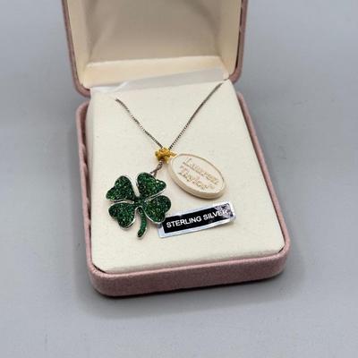LOT 184: 925 Sterling Silver Lauren Taylor Shamrock Necklace w/ 18” Chain (5.5g)