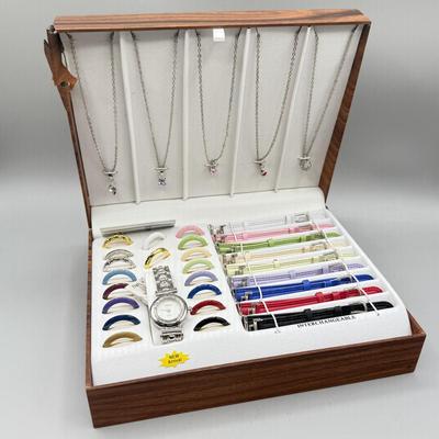 LOT 186: Kareena Kaleidoscope Interchangeable Jewelry Sets & NIP Watch & Bracelet Set