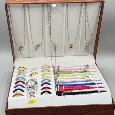 LOT 186: Kareena Kaleidoscope Interchangeable Jewelry Sets & NIP Watch & Bracelet Set