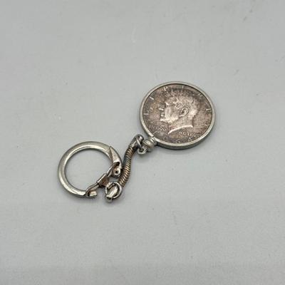 LOT 188: 90% Silver Kennedy Half Dollar Keychain, 125th Anniversary 1989 Travelers Coin/ Medallion & More