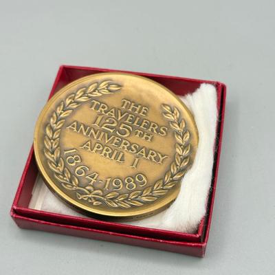 LOT 188: 90% Silver Kennedy Half Dollar Keychain, 125th Anniversary 1989 Travelers Coin/ Medallion & More