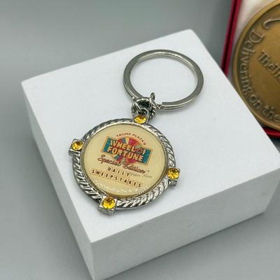 LOT 188: 90% Silver Kennedy Half Dollar Keychain, 125th Anniversary 1989 Travelers Coin/ Medallion & More