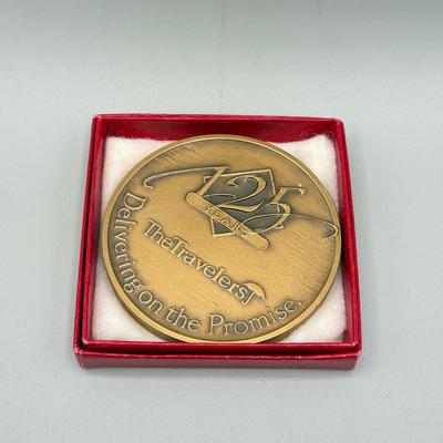 LOT 188: 90% Silver Kennedy Half Dollar Keychain, 125th Anniversary 1989 Travelers Coin/ Medallion & More