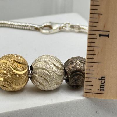 LOT 197: Sterling Bracelet w Gorgeous Beads & Matching Earrings