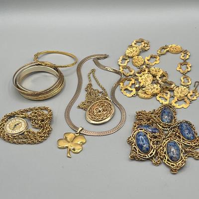 LOT 205: Goldtone Jewelry Collection - Bracelets and Necklaces