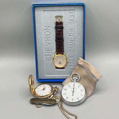 LOT 206: Watch Collection - Pocket Watch, Stopwatch, Commemorative Chevron