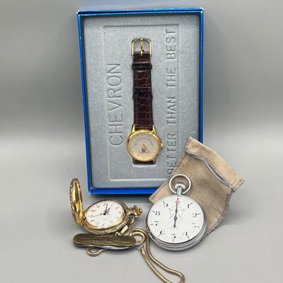 LOT 206: Watch Collection - Pocket Watch, Stopwatch, Commemorative Chevron