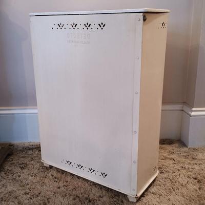 LOT 3: Vintage Crocheted Blank and Hand Painted Metal Hamper