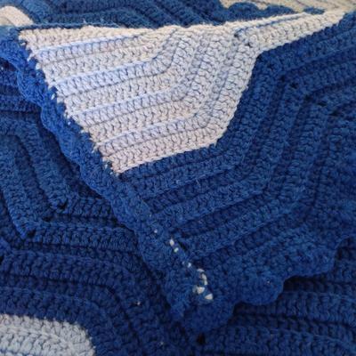 LOT 3: Vintage Crocheted Blank and Hand Painted Metal Hamper