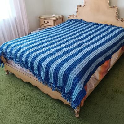 LOT 3: Vintage Crocheted Blank and Hand Painted Metal Hamper