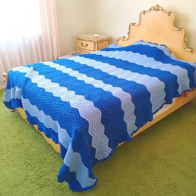 LOT 3: Vintage Crocheted Blank and Hand Painted Metal Hamper