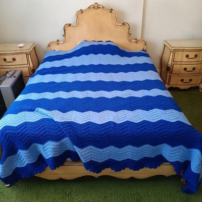 LOT 3: Vintage Crocheted Blank and Hand Painted Metal Hamper