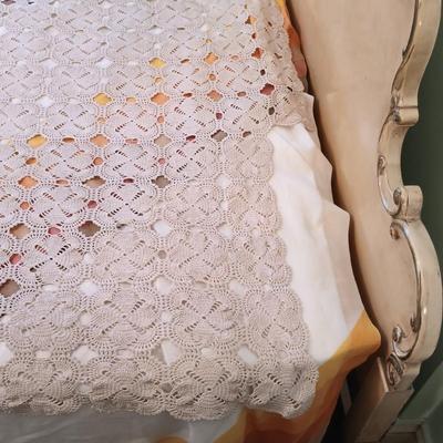 LOT 28: Crocheted Blanket and Table Runner
