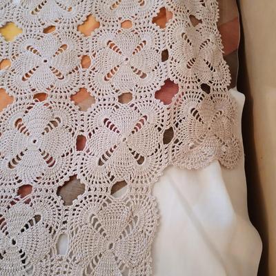 LOT 28: Crocheted Blanket and Table Runner