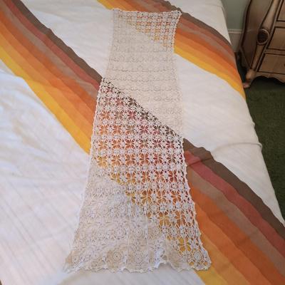 LOT 28: Crocheted Blanket and Table Runner