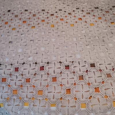 LOT 28: Crocheted Blanket and Table Runner