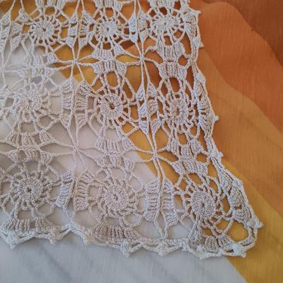 LOT 28: Crocheted Blanket and Table Runner