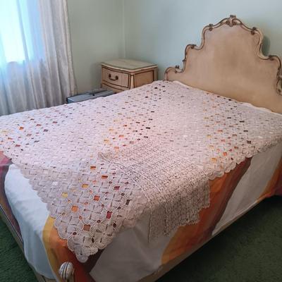 LOT 28: Crocheted Blanket and Table Runner
