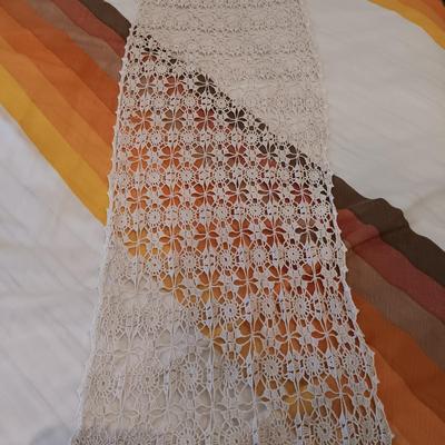 LOT 28: Crocheted Blanket and Table Runner