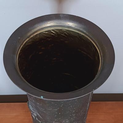 LOT 38: Vintage German Bar Scene Art with Metal Umbrella Stand