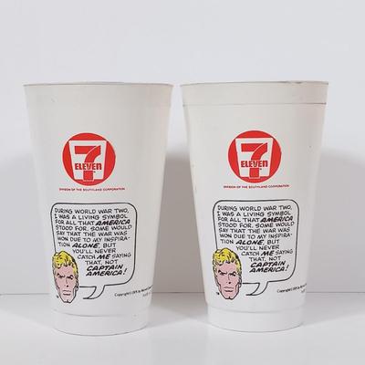 LOT 45: Seven Eleven Amoco 1970s Marvel Comics Cups with Contemporary Spiderman Comics