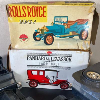 LOT 56: Vintage Toy Cars - Nascoral Rolls Royce, Panhard & Levassor with Original Boxes and Rolls Royce 3288 Battery Operated Radio