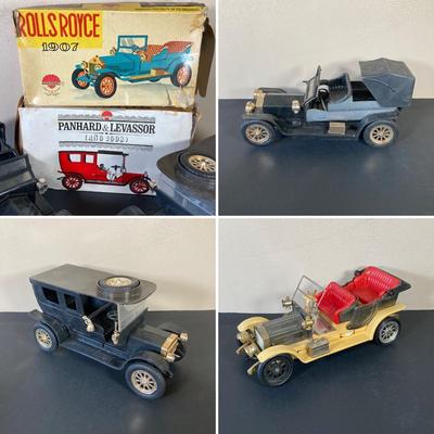 LOT 56: Vintage Toy Cars - Nascoral Rolls Royce, Panhard & Levassor with Original Boxes and Rolls Royce 3288 Battery Operated Radio
