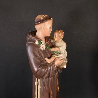 LOT 61: Vintage Religious Statues - Blessed Mother Mary and Saint Anthony