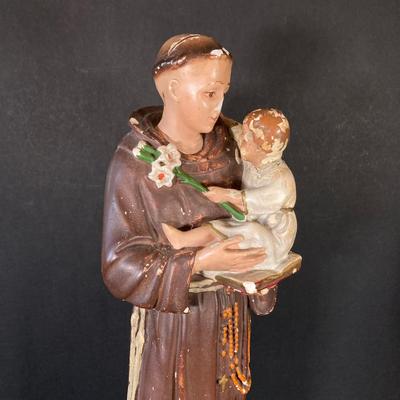 LOT 61: Vintage Religious Statues - Blessed Mother Mary and Saint Anthony