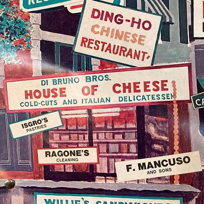 LOT 62: Vintage Italian Themed Collection - Framed Artwork, Philadelphia 9th Street Festival Poster, Angelino Figurine / Ornament, Cafe...