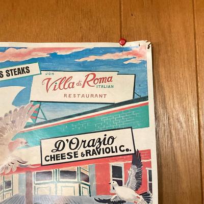 LOT 62: Vintage Italian Themed Collection - Framed Artwork, Philadelphia 9th Street Festival Poster, Angelino Figurine / Ornament, Cafe...