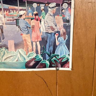LOT 62: Vintage Italian Themed Collection - Framed Artwork, Philadelphia 9th Street Festival Poster, Angelino Figurine / Ornament, Cafe...