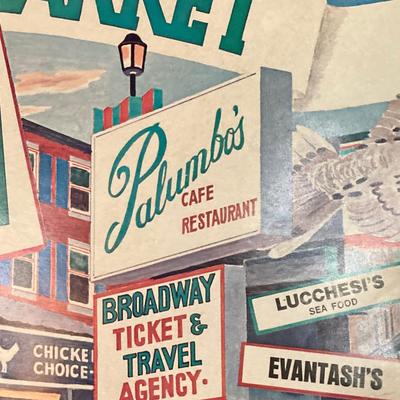 LOT 62: Vintage Italian Themed Collection - Framed Artwork, Philadelphia 9th Street Festival Poster, Angelino Figurine / Ornament, Cafe...