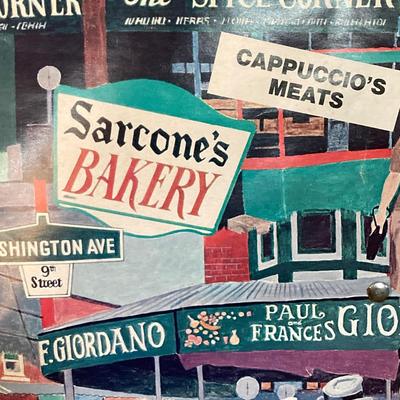 LOT 62: Vintage Italian Themed Collection - Framed Artwork, Philadelphia 9th Street Festival Poster, Angelino Figurine / Ornament, Cafe...