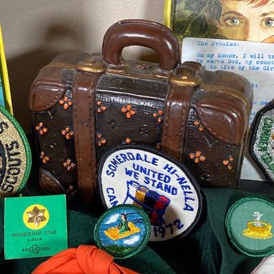 LOT 66: Vintage Collection - Girl Scout Apparel, Accessories, Patches with The Chronicles of Narnia and Nancy Drew Books