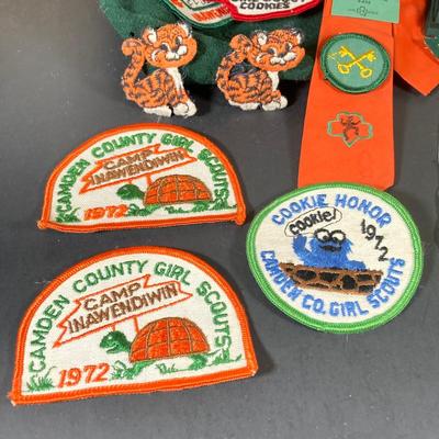 LOT 66: Vintage Collection - Girl Scout Apparel, Accessories, Patches with The Chronicles of Narnia and Nancy Drew Books
