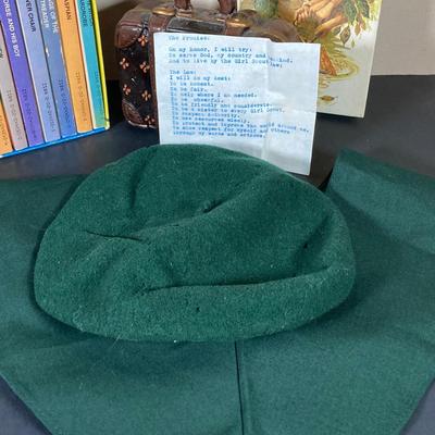 LOT 66: Vintage Collection - Girl Scout Apparel, Accessories, Patches with The Chronicles of Narnia and Nancy Drew Books