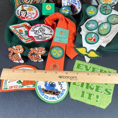 LOT 66: Vintage Collection - Girl Scout Apparel, Accessories, Patches with The Chronicles of Narnia and Nancy Drew Books