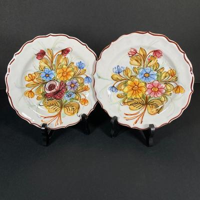 LOT 69: Pair of Castelli Italian Hand Painted Art Pottery Wall Plates