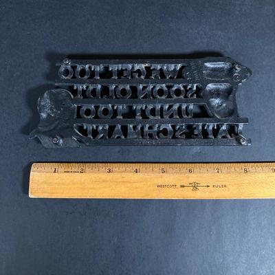 LOT 71: Vintage Collection - Sewing Notions, Cast Iron Trivet, Wall Plaque and Crystal / Milk Glass Bud Vases