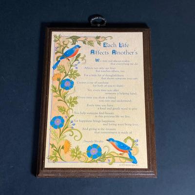 LOT 71: Vintage Collection - Sewing Notions, Cast Iron Trivet, Wall Plaque and Crystal / Milk Glass Bud Vases